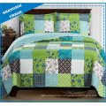 Green Shade Printed Polyester Patchwork Style Bedspread Set